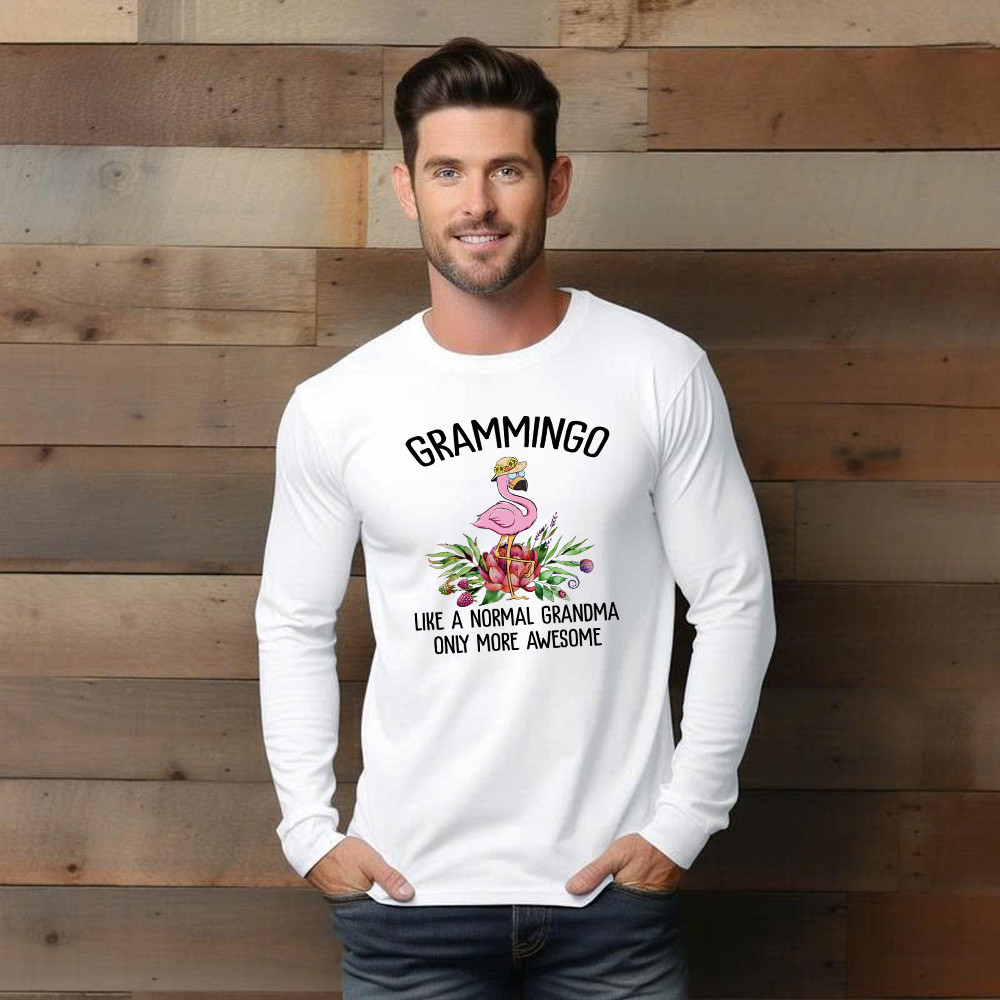 Gramming Like A Normal Grandma Only More Awesome Long Sleeve Shirt Funny Flamingo Shirts Grandma Gift