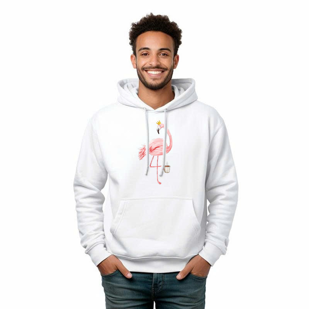Queen Flamingo With Coffee Shirt Cute Animal Ladies Hoodie Gift For Coffee Lovers